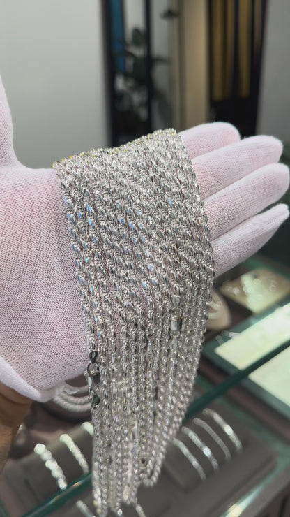 Rope Chain 5 mm - Sterling Silver - Diamond Cut