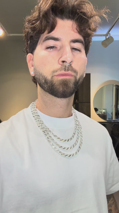 Rope Chain 7 mm - Sterling Silver - Diamond Cut