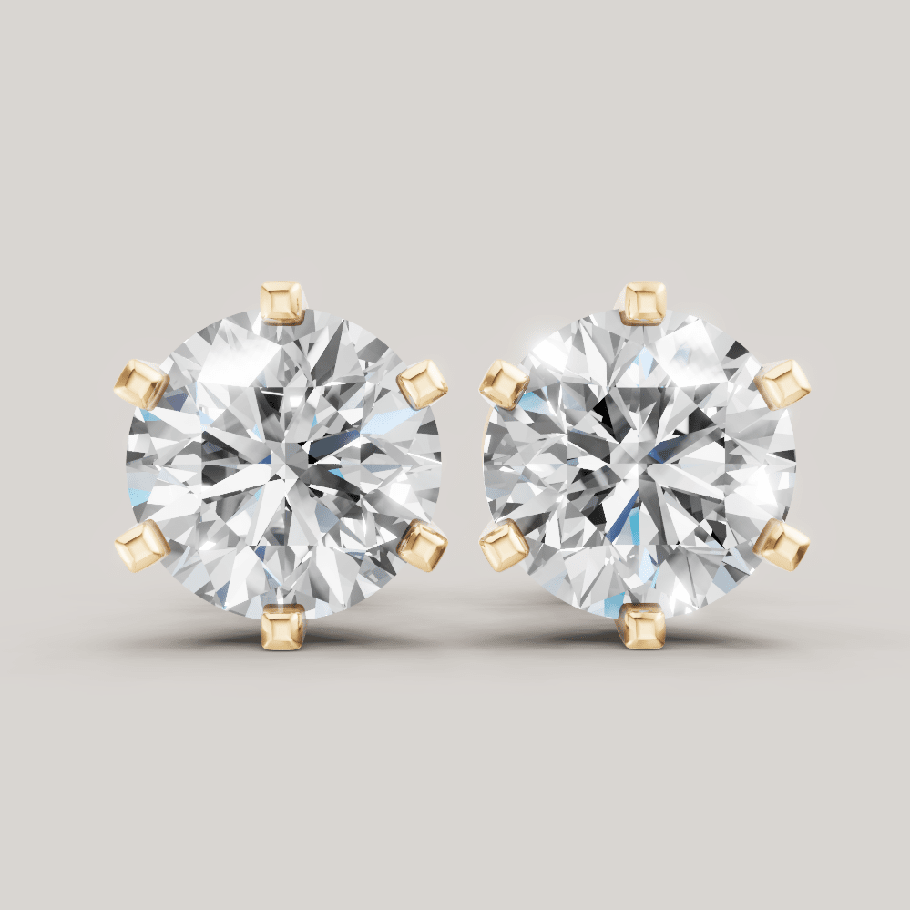 Signature Studs 1 ct per diamant i 14 karat gult gull – FUTUR Jewerly