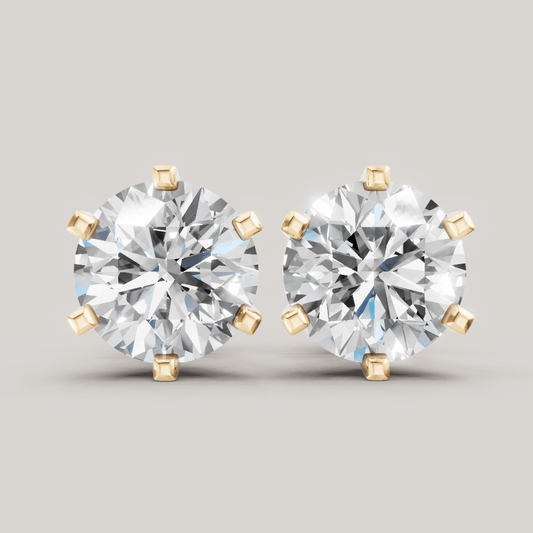 Signature Studs 1 ct per diamant i 14 karat gult gull – FUTUR Jewerly