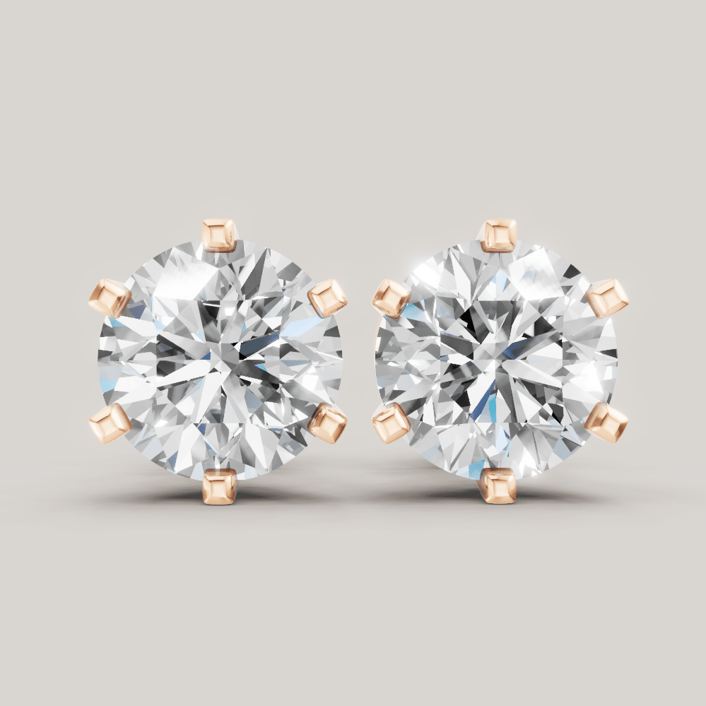 Signature Studs 1 ct per diamant i 14 karat roségull – FUTUR Jewerly