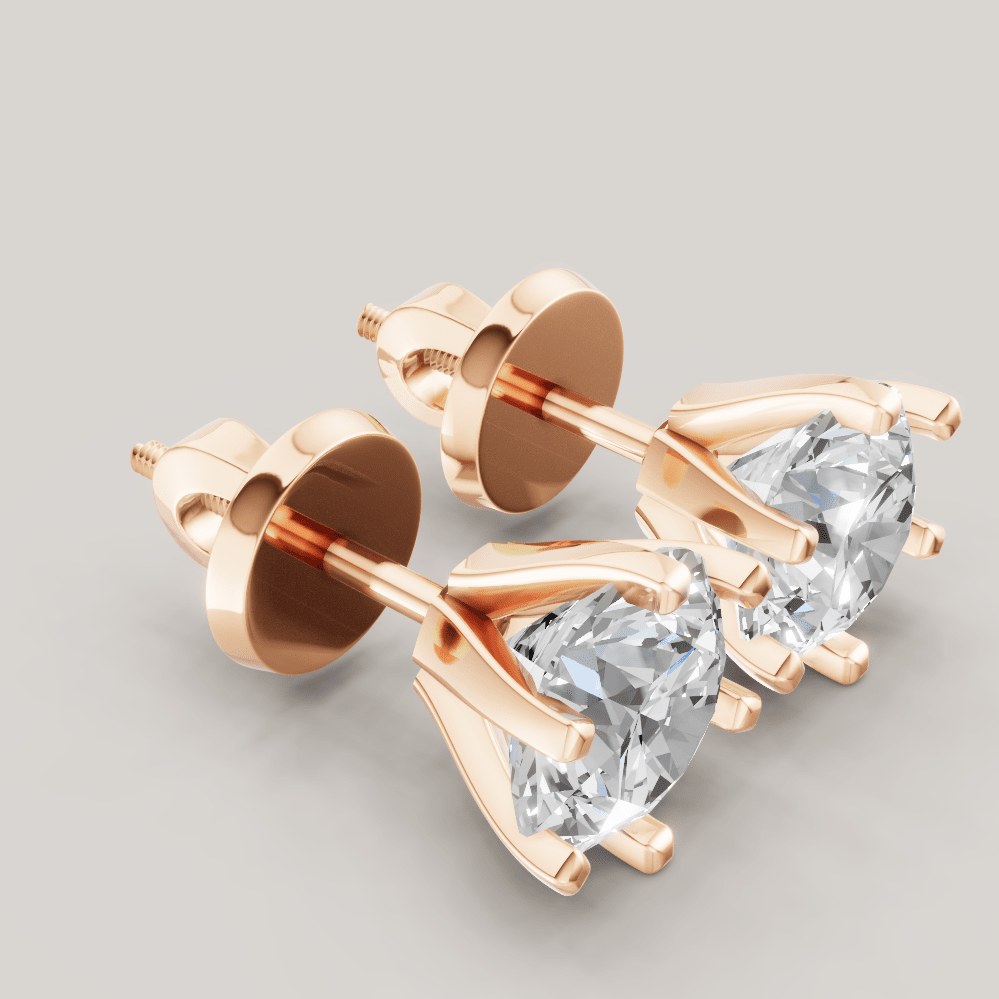 Signature Studs 1 ct per diamant i 14 karat roségull – FUTUR Jewerly