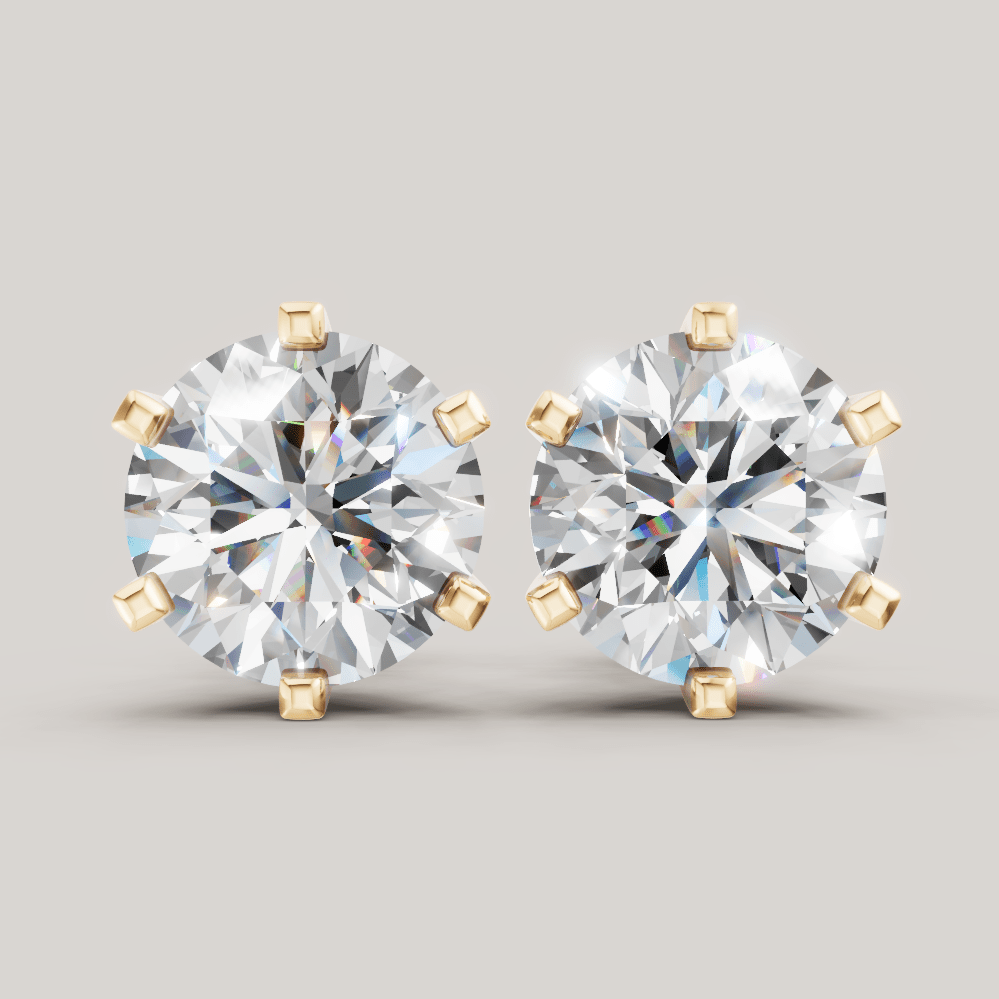 Signature Studs 2 ct per diamant i 14 karat gult gull – FUTUR Jewerly