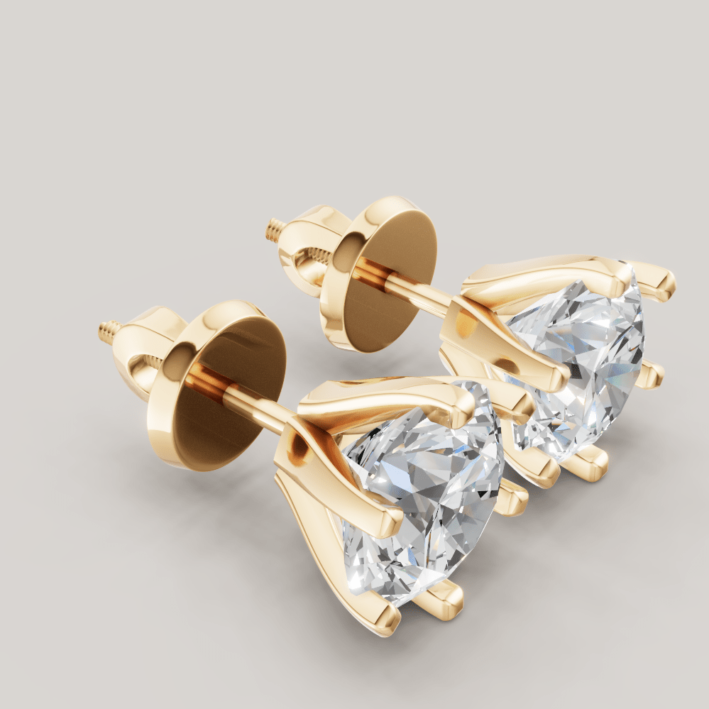 Signature Studs 2 ct per diamant i 14 karat gult gull – FUTUR Jewerly